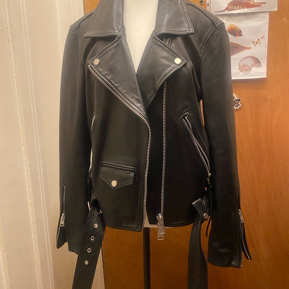 All Saints Black Leather Moto Jacket